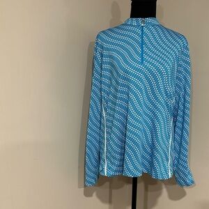 *TAIL* Teal x White Label Geometric Zip-Front Top Size XL